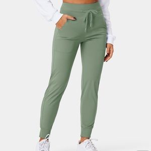 Cloudful® Air High Waisted Drawstring Side Pocket Plain Full Length Joggers